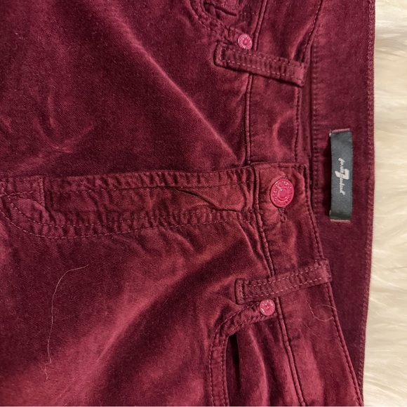 7 For All Mankind Women's Burgundy Velvet Straight Leg Jeans - Picture 3 of 5